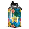 Skin Decal Wrap for 2017 RTIC One Gallon Jug Beach Flowers 02 Blue Medium (Jug NOT INCLUDED) by WraptorSkinz