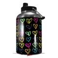 Skin Decal Wrap for 2017 RTIC One Gallon Jug Kearas Hearts Black (Jug NOT INCLUDED) by WraptorSkinz