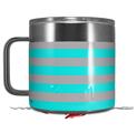 Skin Decal Wrap for Yeti Coffee Mug 14oz Psycho Stripes Neon Teal and Gray - 14 oz CUP NOT INCLUDED by WraptorSkinz