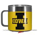 Skin Decal Wrap for Yeti Coffee Mug 14oz Iowa Hawkeyes 04 Black on Gold - 14 oz CUP NOT INCLUDED by WraptorSkinz
