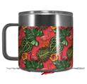 Skin Decal Wrap for Yeti Coffee Mug 14oz Famingos and Flowers Coral - 14 oz CUP NOT INCLUDED by WraptorSkinz