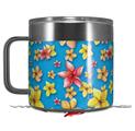 Skin Decal Wrap for Yeti Coffee Mug 14oz Beach Flowers Blue Medium - 14 oz CUP NOT INCLUDED by WraptorSkinz