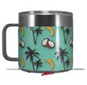 Skin Decal Wrap for Yeti Coffee Mug 14oz Coconuts Palm Trees and Bananas Seafoam Green - 14 oz CUP NOT INCLUDED by WraptorSkinz