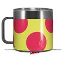 Skin Decal Wrap for Yeti Coffee Mug 14oz Kearas Polka Dots Pink And Yellow - 14 oz CUP NOT INCLUDED by WraptorSkinz