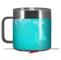Skin Decal Wrap for Yeti Coffee Mug 14oz Bokeh Butterflies Neon Teal - 14 oz CUP NOT INCLUDED by WraptorSkinz