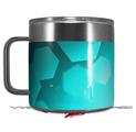 Skin Decal Wrap for Yeti Coffee Mug 14oz Bokeh Hex Neon Teal - 14 oz CUP NOT INCLUDED by WraptorSkinz