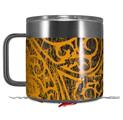 Skin Decal Wrap for Yeti Coffee Mug 14oz Folder Doodles Orange - 14 oz CUP NOT INCLUDED by WraptorSkinz