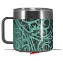 Skin Decal Wrap for Yeti Coffee Mug 14oz Folder Doodles Seafoam Green - 14 oz CUP NOT INCLUDED by WraptorSkinz