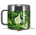 Skin Decal Wrap compatible with Yeti Coffee Mug 14oz Liquid Metal Chrome Neon Green - 14 oz CUP NOT INCLUDED by WraptorSkinz