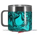 Skin Decal Wrap compatible with Yeti Coffee Mug 14oz Liquid Metal Chrome Neon Teal - 14 oz CUP NOT INCLUDED by WraptorSkinz