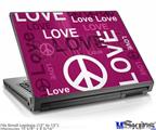Laptop Skin (Small) - Love and Peace Hot Pink