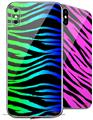 2 Decal style Skin Wraps set for Apple iPhone X and XS Rainbow Zebra