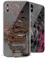 2 Decal style Skin Wraps set for Apple iPhone X and XS Car Wreck