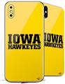 2 Decal style Skin Wraps set compatible with Apple iPhone X and XS Iowa Hawkeyes 01 Black on Gold