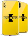 2 Decal style Skin Wraps set compatible with Apple iPhone X and XS Iowa Hawkeyes 02 Black on Gold