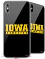 2 Decal style Skin Wraps set compatible with Apple iPhone X and XS Iowa Hawkeyes 03 Black on Gold