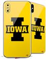 2 Decal style Skin Wraps set compatible with Apple iPhone X and XS Iowa Hawkeyes 04 Black on Gold