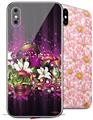 2 Decal style Skin Wraps set for Apple iPhone X and XS Grungy Flower Bouquet