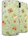 2 Decal style Skin Wraps set for Apple iPhone X and XS Birds Butterflies and Flowers