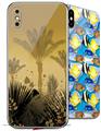 2 Decal style Skin Wraps set for Apple iPhone X and XS Summer Palm Trees