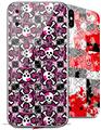 2 Decal style Skin Wraps set for Apple iPhone X and XS Splatter Girly Skull Pink