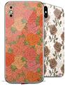 2 Decal style Skin Wraps set for Apple iPhone X and XS Flowers Pattern Roses 06