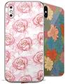 2 Decal style Skin Wraps set for Apple iPhone X and XS Flowers Pattern Roses 13
