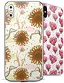 2 Decal style Skin Wraps set for Apple iPhone X and XS Flowers Pattern 19