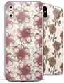 2 Decal style Skin Wraps set for Apple iPhone X and XS Flowers Pattern 23