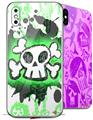 2 Decal style Skin Wraps set for Apple iPhone X and XS Cartoon Skull Green