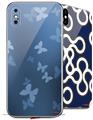 2 Decal style Skin Wraps set for Apple iPhone X and XS Bokeh Butterflies Blue