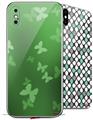 2 Decal style Skin Wraps set for Apple iPhone X and XS Bokeh Butterflies Green