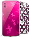 2 Decal style Skin Wraps set for Apple iPhone X and XS Bokeh Butterflies Hot Pink