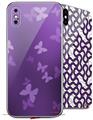 2 Decal style Skin Wraps set for Apple iPhone X and XS Bokeh Butterflies Purple