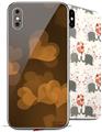 2 Decal style Skin Wraps set for Apple iPhone X and XS Bokeh Hearts Orange