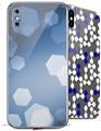 2 Decal style Skin Wraps set for Apple iPhone X and XS Bokeh Hex Blue