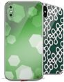 2 Decal style Skin Wraps set for Apple iPhone X and XS Bokeh Hex Green