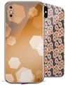 2 Decal style Skin Wraps set for Apple iPhone X and XS Bokeh Hex Orange