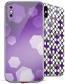 2 Decal style Skin Wraps set for Apple iPhone X and XS Bokeh Hex Purple