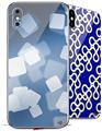 2 Decal style Skin Wraps set for Apple iPhone X and XS Bokeh Squared Blue
