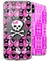 2 Decal style Skin Wraps set for Apple iPhone X and XS Bow Skull Pink