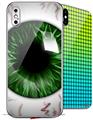 2 Decal style Skin Wraps set for Apple iPhone X and XS Eyeball Green Dark