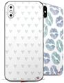 2 Decal style Skin Wraps set for Apple iPhone X and XS Hearts Light Green