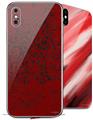 2 Decal style Skin Wraps set for Apple iPhone X and XS Folder Doodles Red Dark