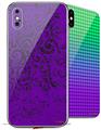 2 Decal style Skin Wraps set for Apple iPhone X and XS Folder Doodles Purple