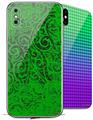 2 Decal style Skin Wraps set for Apple iPhone X and XS Folder Doodles Green