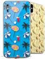 2 Decal style Skin Wraps set for Apple iPhone X and XS Beach Party Umbrellas Blue Medium