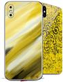 2 Decal style Skin Wraps set for Apple iPhone X and XS Paint Blend Yellow