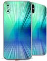 2 Decal style Skin Wraps set for Apple iPhone X and XS Bent Light Seafoam Greenish