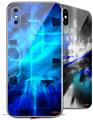 2 Decal style Skin Wraps set for Apple iPhone X and XS Cubic Shards Blue